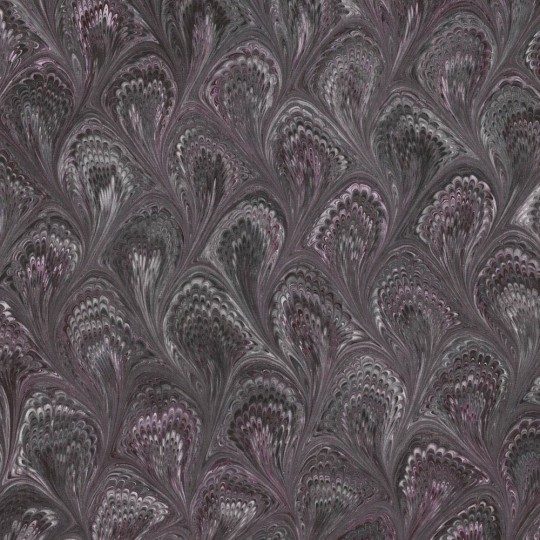 Hand Marbled Paper Peacock Pattern in Black ~ Berretti Marbled Arts